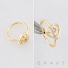 HEART-SHAPED DESIGN CENTERED WITH A MULTI CZ CROSS INLAID 316L SURGICAL STEEL NOSE HOOP RING